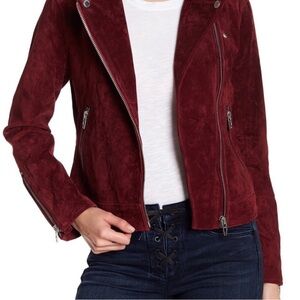BLANK NYC Suede Moto No Limit Jacket XS burgundy red